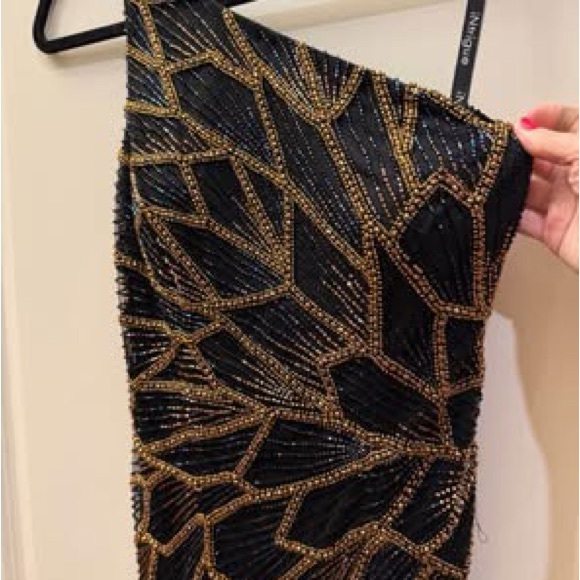 Elegant Black and Gold Prom Dress - Picture 2 of 4